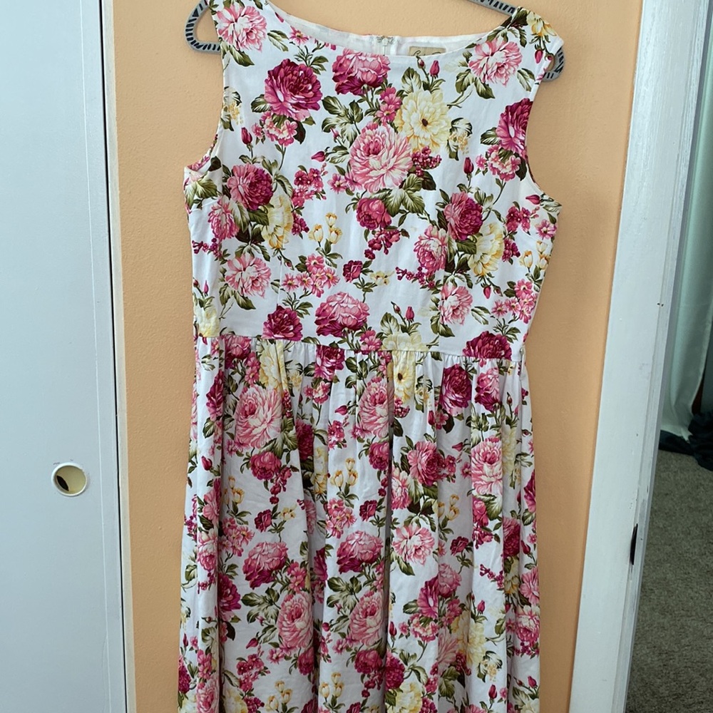 Lindy Bop floral print tank skater dress in XL